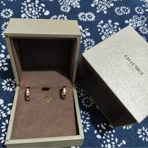 CHAUMET AU750 Rose Gold Hexagonal Sparkling Hoop Earrings